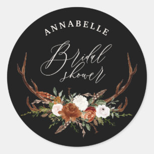 Hert roestig zwart roest botanische bruidsdouche ronde sticker