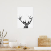 Hert Stag Zwart Wit Foto Poster (Keuken)