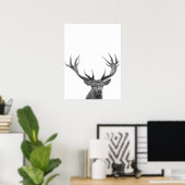Hert Stag Zwart Wit Foto Poster (Thuiskantoor)