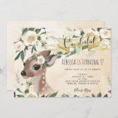 hert van bosgebied - 1 ^ e verjaardag - uitnodigin kaart (Voorkant / Achterkant)