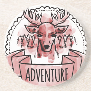 Herten Avonturen Badge Zandsteen Onderzetter