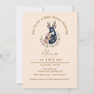 Herten baby en mama babyshower uitnodigingen