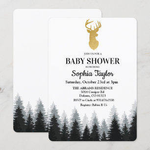 Herten Baby Shower Bos Boom Uitnodiging