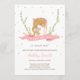 Herten baby shower uitnodiging Woodland Forest Gir
