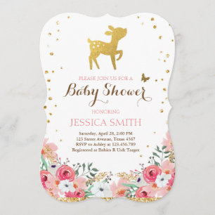 Herten baby shower uitnodiging Woodland Girl Flora