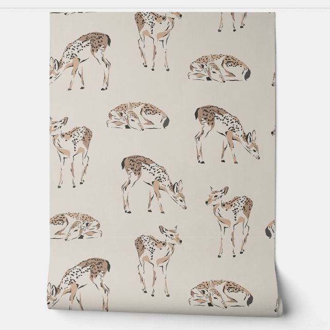  herten beige behang (Afrollen)