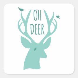 Herten, blauwgroen vierkante sticker