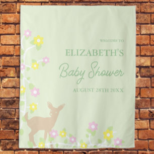 Herten Bloemen Meisje Baby Shower Wandkleed