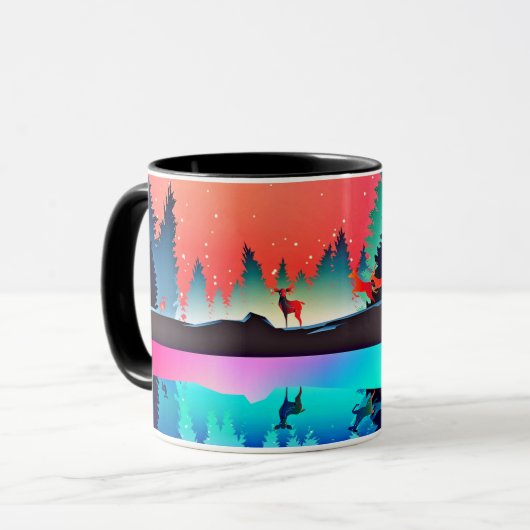 Herten bos berg aurora borealis mok (Voorkant links)