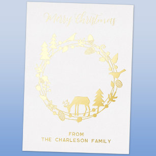 Herten Bos Krans Kerst Folie Kaart