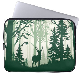 Herten Bos Silhouet Natuur Scene Laptop Sleeve