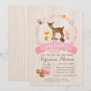 Herten Bosdieren Baby Shower Uitnodiging
