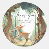 Herten Bosland Baby Shower Ree Ronde Sticker (Voorkant)