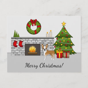 Herten Boston Terrier in een feestelijke kerstkame Briefkaart