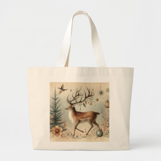 Herten Buck Forest Scene Kerst Canvas tas (Voorkant)