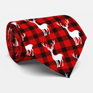Herten Buffalo geruite rood zwart stropdas Houthak