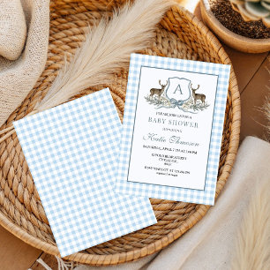 Herten Crest Monogram Hertenjacht Baby shower Kaart
