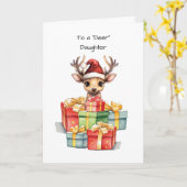 Herten Dochter Schattige Kerstmis Stalen van Liefd Kaart (Gele Bloem)