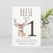 Herten eerste verjaardag uitnodiging (Staand voorkant)