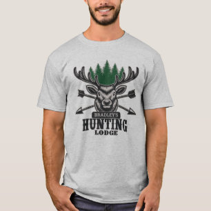 Herten Elk Jager ADD NAAM Boogjacht Lodge Chalet T-shirt