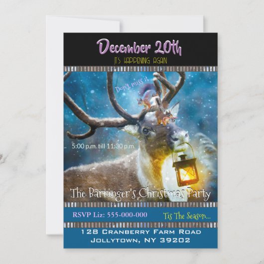 Herten en Eekhoorns Kerstfeest Uitnodiging (Voorkant)