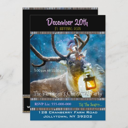 Herten en Eekhoorns Kerstfeest Uitnodiging (Voorkant / Achterkant)