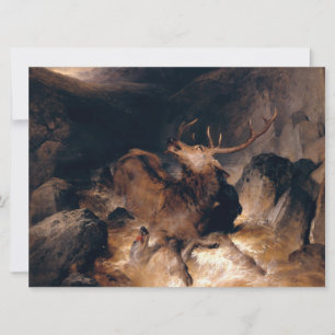 Herten en jachthonden in een bergstroom kaart