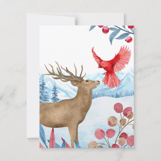 Herten en kardinaal kerst Kaart (Voorkant)