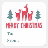 Herten en kerstbomen tot cadeaubonnen vierkante sticker (Voorkant)