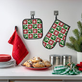 Herten en sneeuwvlokken ovenwant & pannenlap set