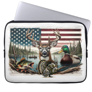 Herten en Verenigde Staten Land Laptop Sleeve