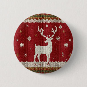 Herten en winter ronde button 5,7 cm