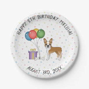 Herten En Witte Boston Terrier Mooie Hond - Verjaa Papieren Bordje