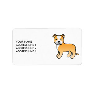 Herten en witte Staffie Schattige Cartoon Hond & T Etiket