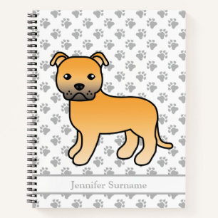 Herten Engelse Staffie Schattige Cartoon Hond & Te Notitieboek