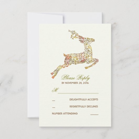 Herten Fall Wedding RSVP-kaarten RSVP Kaartje (Voorkant)