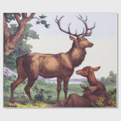 Herten familie  verjaardag cadeaupapier (Vlak)