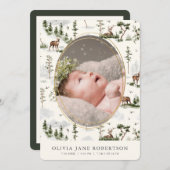 Herten Forest Mountain Geboorte Aankondiging (Voorkant / Achterkant)