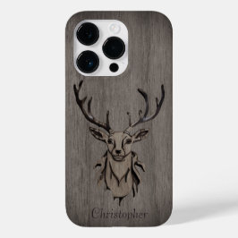 Herten - gegraveerd hout - gepersonaliseerde houte Case-Mate iPhone 14 pro hoesje