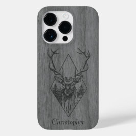 Herten - gegraveerd hout - houten Case-Mate iPhone 14 pro hoesje