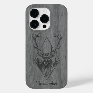 Herten - gegraveerd hout - houten Case-Mate iPhone 14 pro hoesje