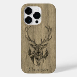 Herten - gegraveerd hout - houten Case-Mate iPhone 14 pro hoesje