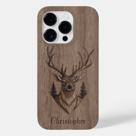 Herten - gegraveerd hout - houten Case-Mate iPhone 14 pro hoesje