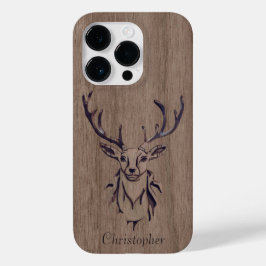Herten - gegraveerd hout - houten Case-Mate iPhone 14 pro hoesje