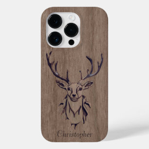 Herten - gegraveerd hout - houten Case-Mate iPhone 14 pro hoesje