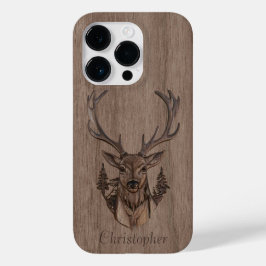 Herten - gegraveerd hout - houten Case-Mate iPhone 14 pro hoesje