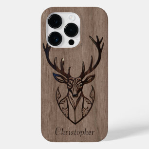 Herten - gegraveerd hout - houten Case-Mate iPhone 14 pro hoesje