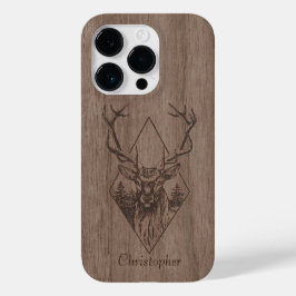 Herten - gegraveerd hout - houten Case-Mate iPhone 14 pro hoesje