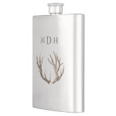 Herten gewei monogrammerde fles voor hem heupfles (Links)