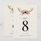 Herten Geweien Huwelijks Tafel Nummerkaart Rustiek Kaart (Voorkant / Achterkant)